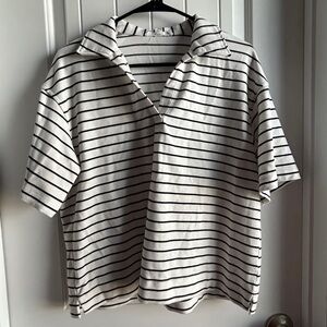Nautical-Inspired Black and White Striped Top